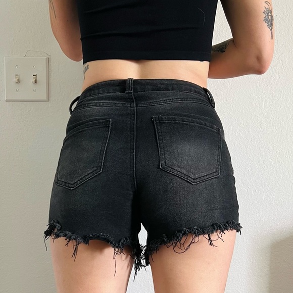 Sincerely Jules Black Distressed Denim Shorts - Picture 4 of 6